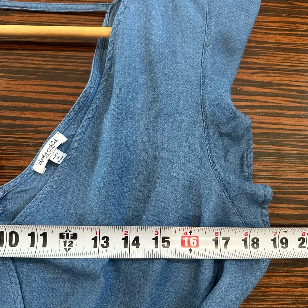 Splendid lightweight denim faux wrap dress Sz M - Picture 9 of 10